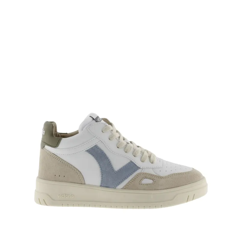 Leather effect and split leather sneakers Victoria Seul