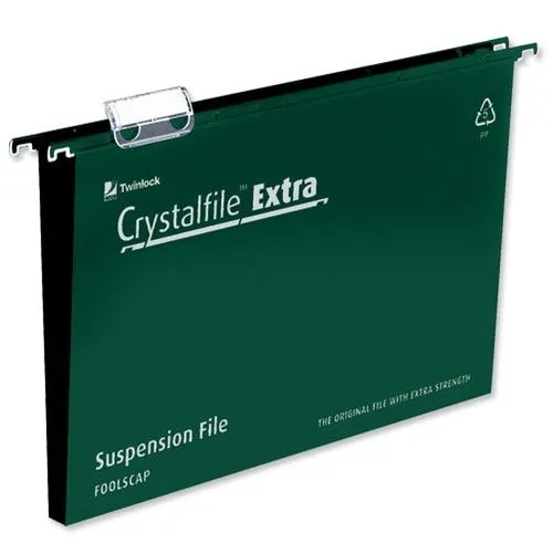 Rexel Crystalfile Extra Foolscap Suspension File 50mm Green (25)