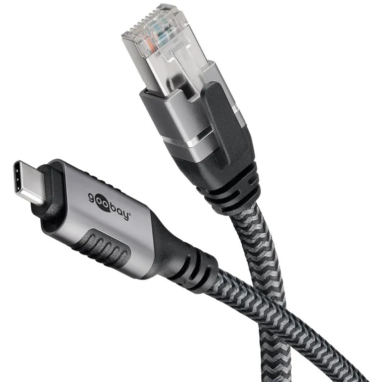 Goobay 70697 cable gender changer USB C RJ-45 Black. Silver