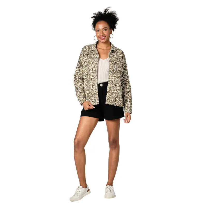 Women's denim jacket F.A.M. Paris Vivian Leopard