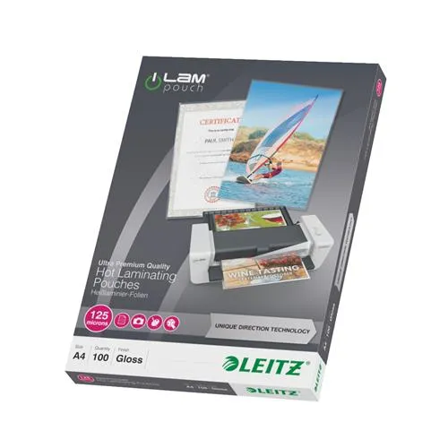 Leitz iLAM Ultra-premium Glossy A4 Laminating Pouches with UDT 125 microns Pack of 100