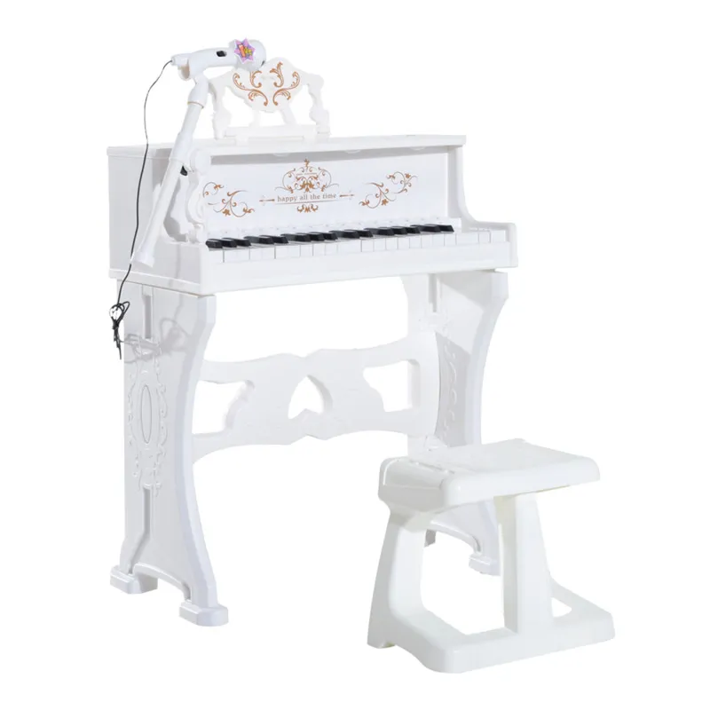 37 Key Mini Grand Piano With Stool & Working Microphone - Battery Operated Musical Keyboard Toy