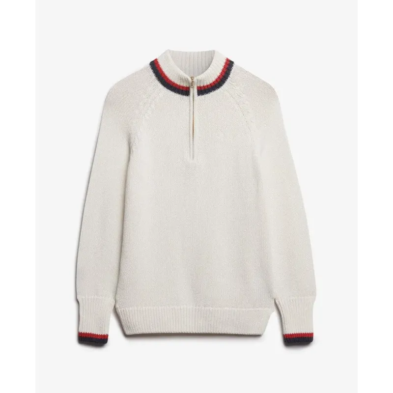Zipped collar sweater with trim for women Superdry
