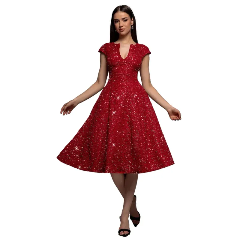 Women's Jacquard A-Line Dress Goddiva Midi