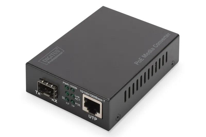 Digitus Gigabit PoE media converter. RJ45 / SFP. PSE