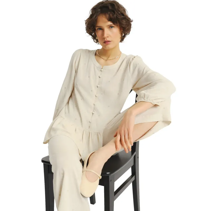 Blouse with Decorative Ruffle at the Bottom Women Greenpoint