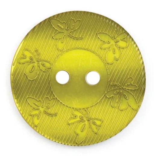 Milward Carded Buttons Round Leaf Pattern Green 17mm Pack of 3