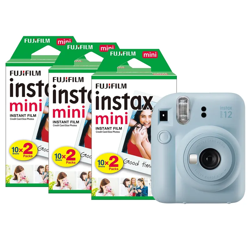 Fujifilm Instax Mini 12 Instant Camera - Pastel Blue - Camera & 60 Shot Pack