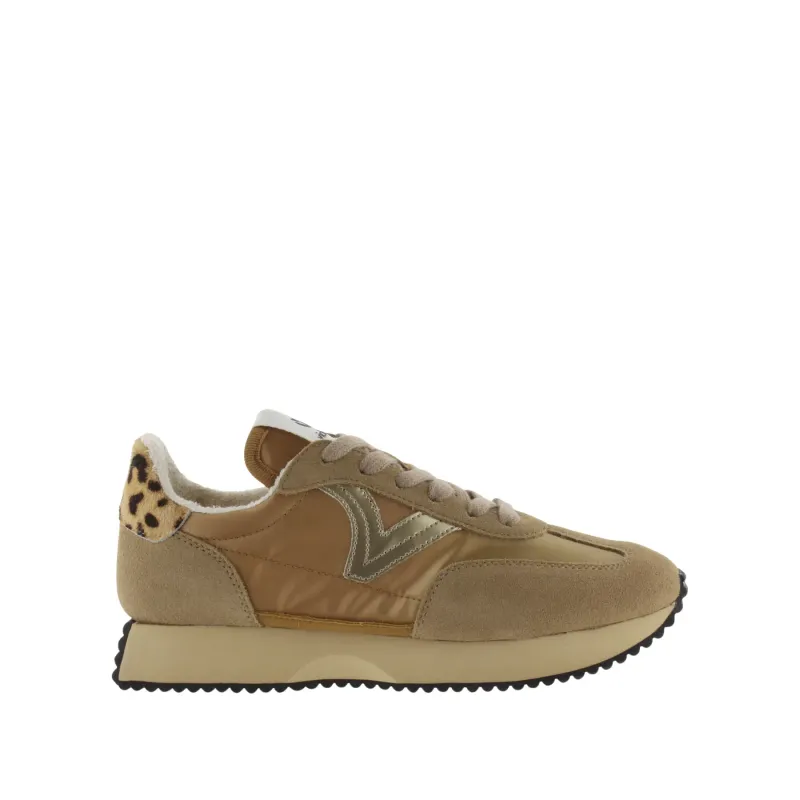 Metallic nylon and split leather trainers for women Victoria Cosmos