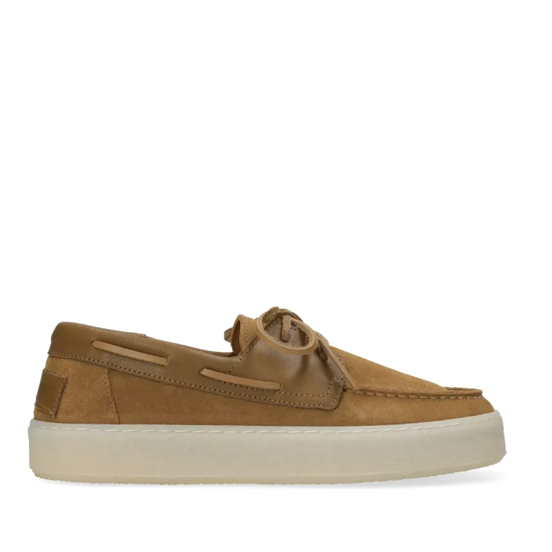 Women's Suede Boat Shoes Shabbies Amsterdam Zenne Mocca