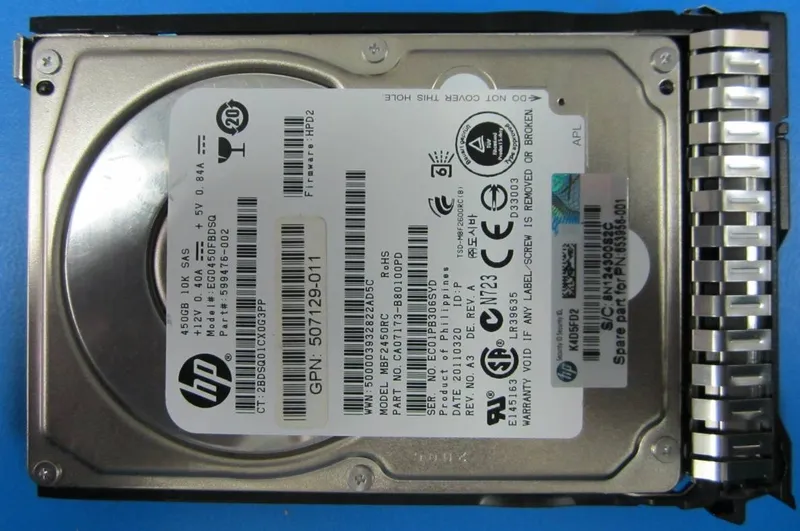 HPE 450GB hot-plug dual-port SAS HDD internal hard drive 10000 RPM 2.5
