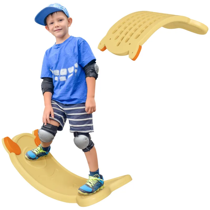 Aiyaplay Yellow Balance Board For Kids - Wobble, Rock, Slide, Ramp, Sensory Play, Coordination, Hdpe/pp