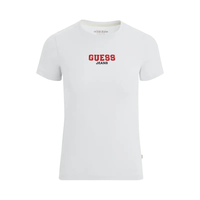 Slim ribbed embroidered T-shirt for women Guess