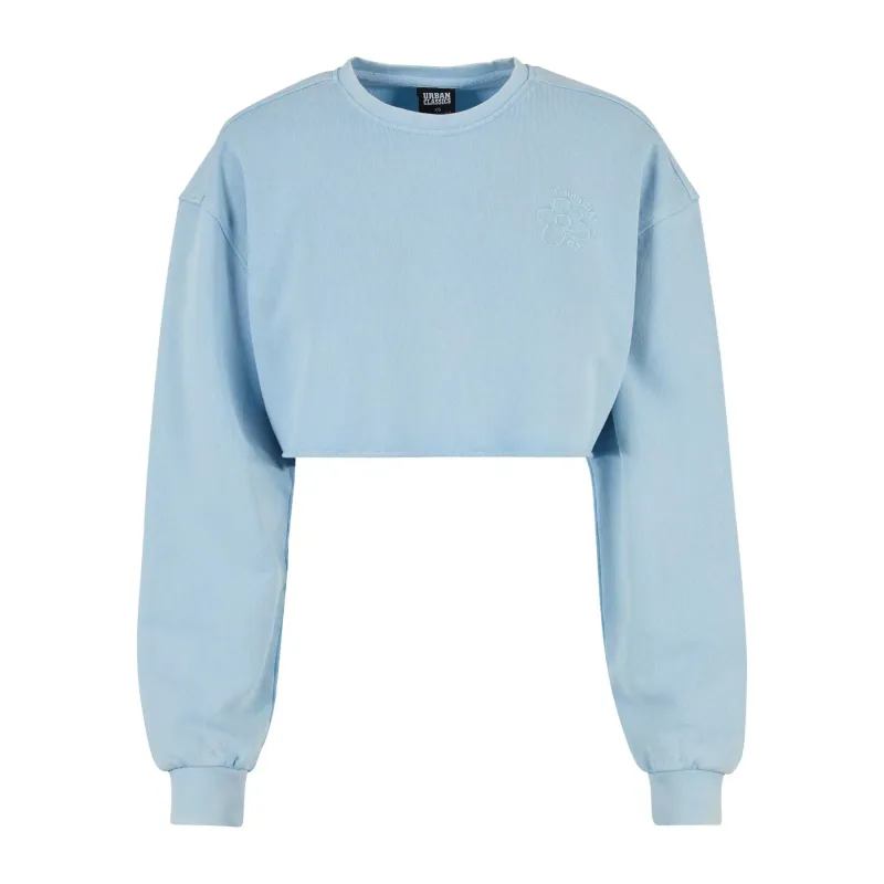 Sweatshirt crop embroidered with flowers large sizes woman Urban Classics