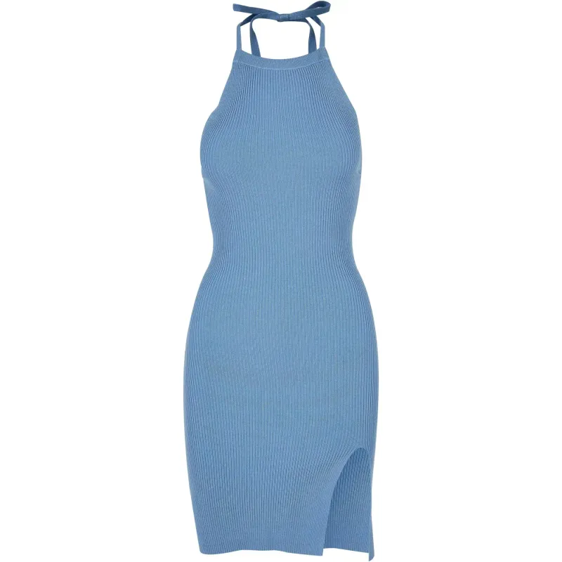 Women's ribbed knit neck wrap dress Urban Classics
