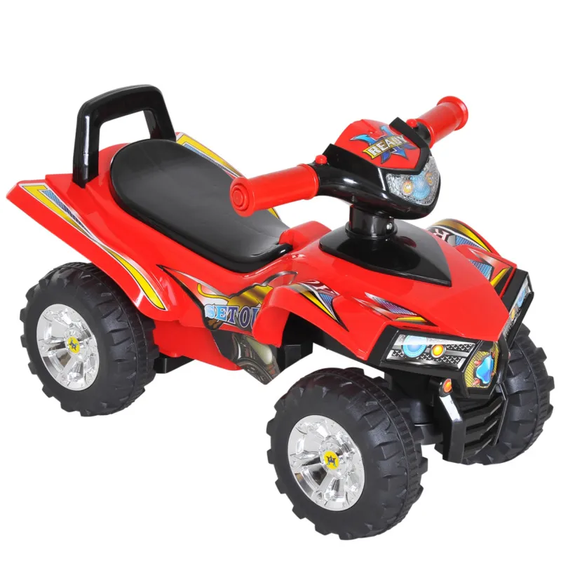 Kids Ride On Quad Bike 4 Wheels Rugged Tyres Working Headlight Horn Music - Red