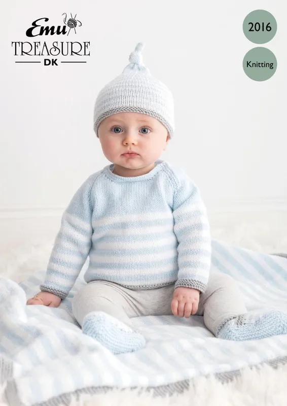 Emu Treasure DK Baby Set 2016 Knitting Pattern Birth to 24 Months