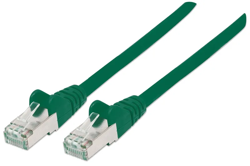 Intellinet Network Patch Cable Cat6A 3m Green Copper S/FTP LSOH / LSZH PVC RJ45 Gold Plated Contacts Snagless Booted Lifetime Warranty