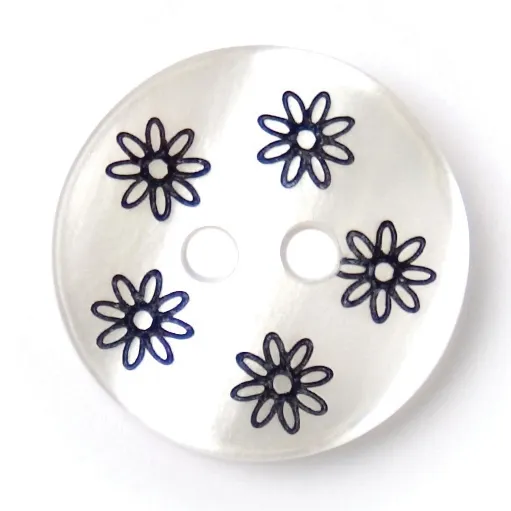Milward Carded Buttons Round Flower Pattern White 15mm Pack of 4