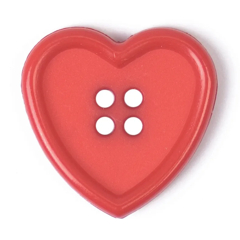 Milward Carded Buttons Heart Red 22mm Pack of 2