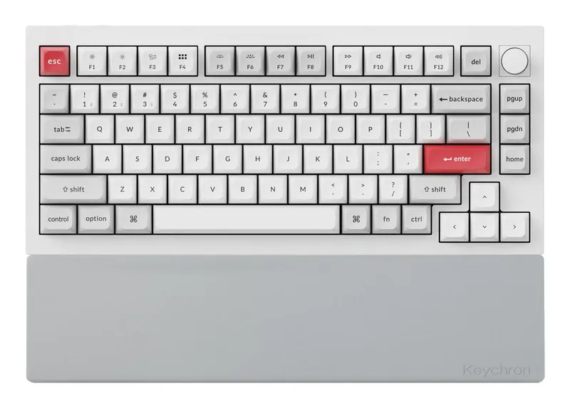 Keychron PR67. Product colour: Grey Material: Silicone Compatibility: V1 / V1 Max / V2 / Q2 / Q9 / Q1 Pro/ Q1 Max / Q2 Pro / Q2 Max / Q2 HE / P1 / P1 Pro / P1 HE / L5 HE. Width: 327.5 mm Depth: 79.5 mm Height: 18 mm. Quantity per pack: 1 pc(s)