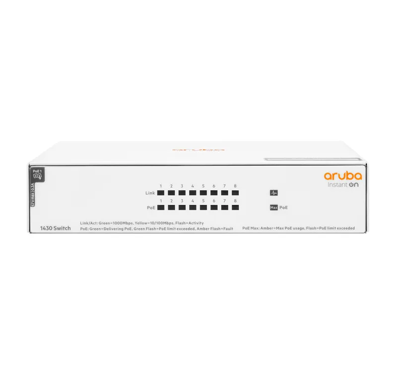 HPE Aruba Networking Aruba Instant On 1430 8G Class4 PoE 64W Unmanaged