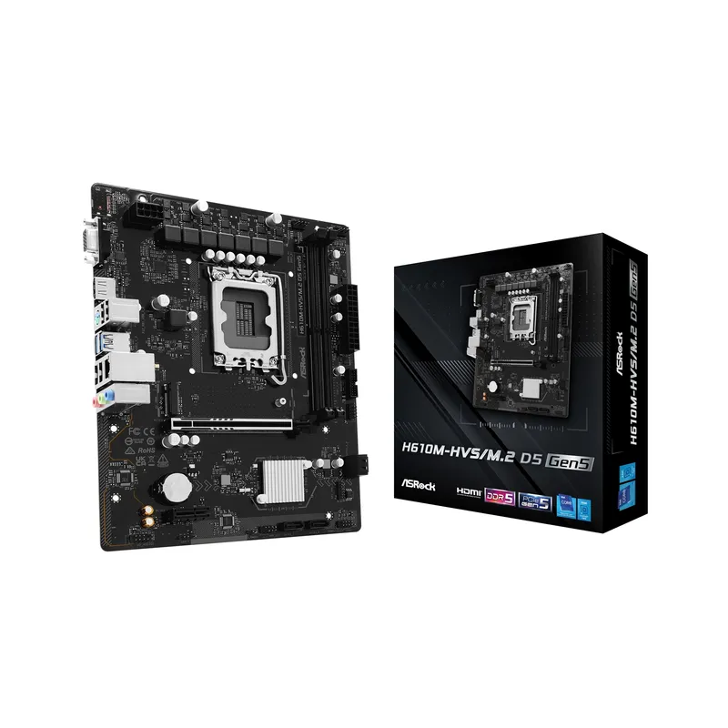 Asrock H610M-HVS/M.2 D5 GEN5 Intel 1700 Socket Motherboard. Micro-ATX.