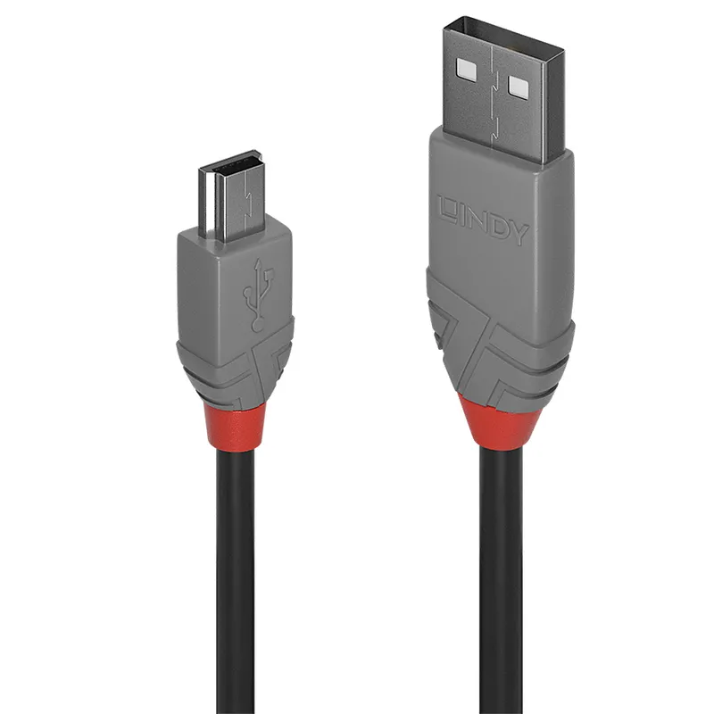 Lindy 1m USB 2.0 Type A to Mini-B Cable. Anthra Line