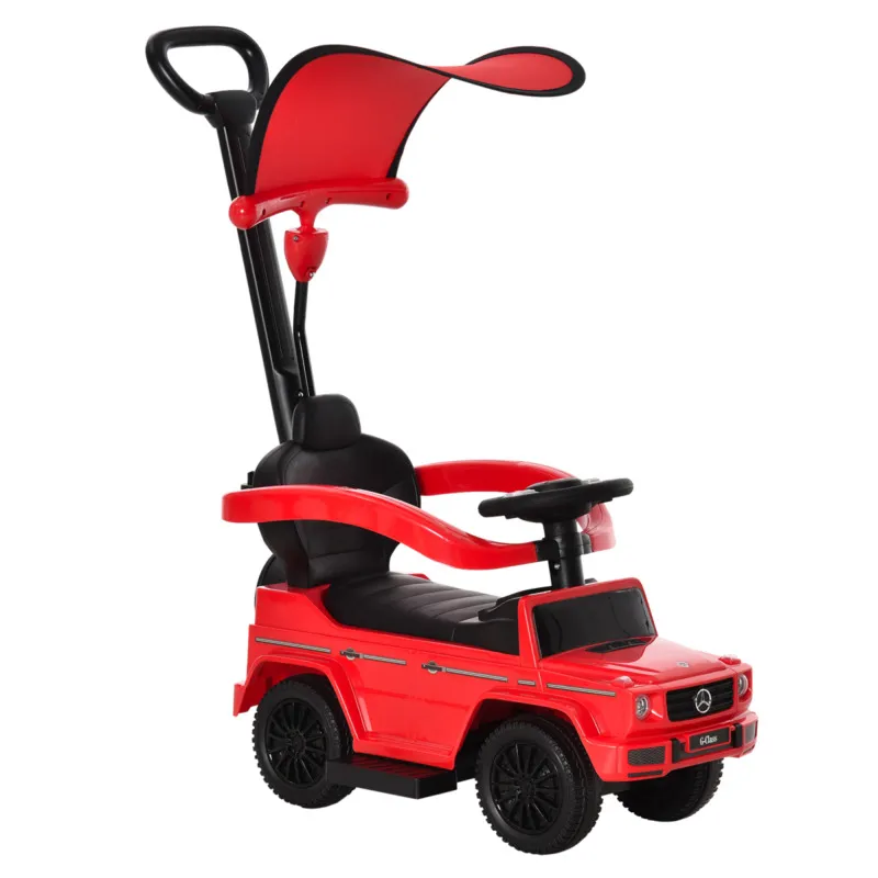 Ride-on Sliding Car Walker Push Car 3-in-1 With Canopy & Horn - Red