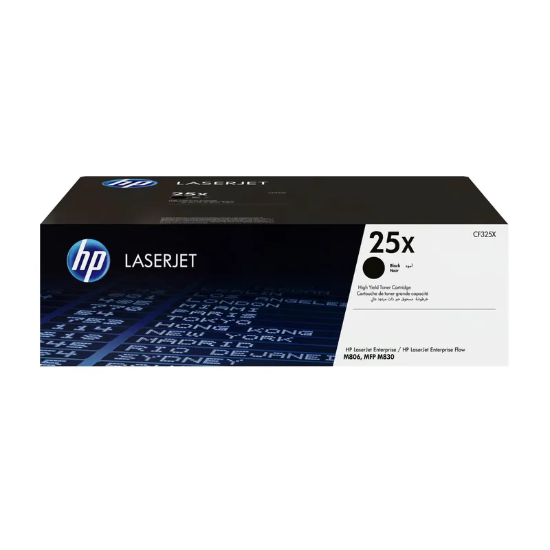HP 25X High Yield Black Original LaserJet Toner Cartridge. Black toner page yield: 34500 pages Printing colours: Black Quantity per pack: 1 pc(s)