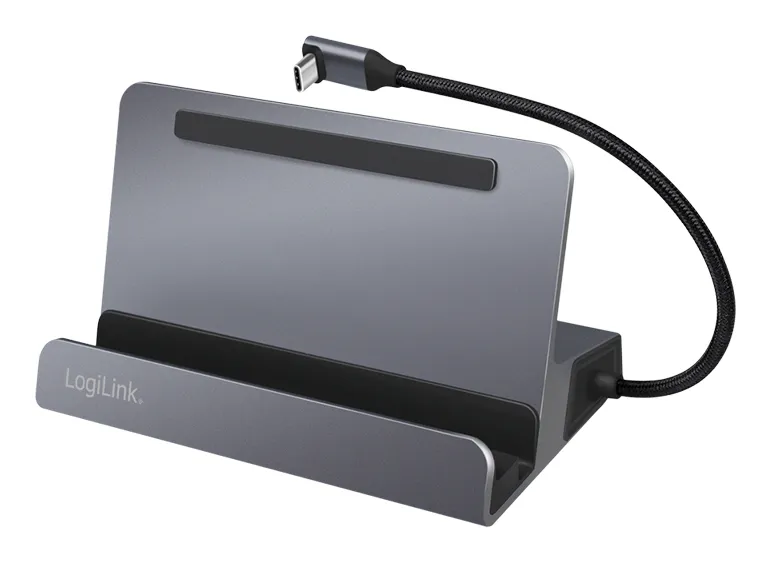 LogiLink UA0408 mobile device dock station Universal Black. Silver