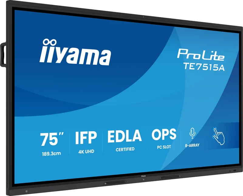 iiyama TE7515A-B2AG Signage Display Kiosk design 190.5 cm (75") Wi-Fi 550 cd/m 4K Ultra HD Black Touchscreen Built-in processor Android 24/7
