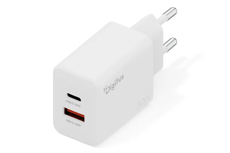 Digitus USB GaN Charger 30W. 1x USB-C. 1x USB-A