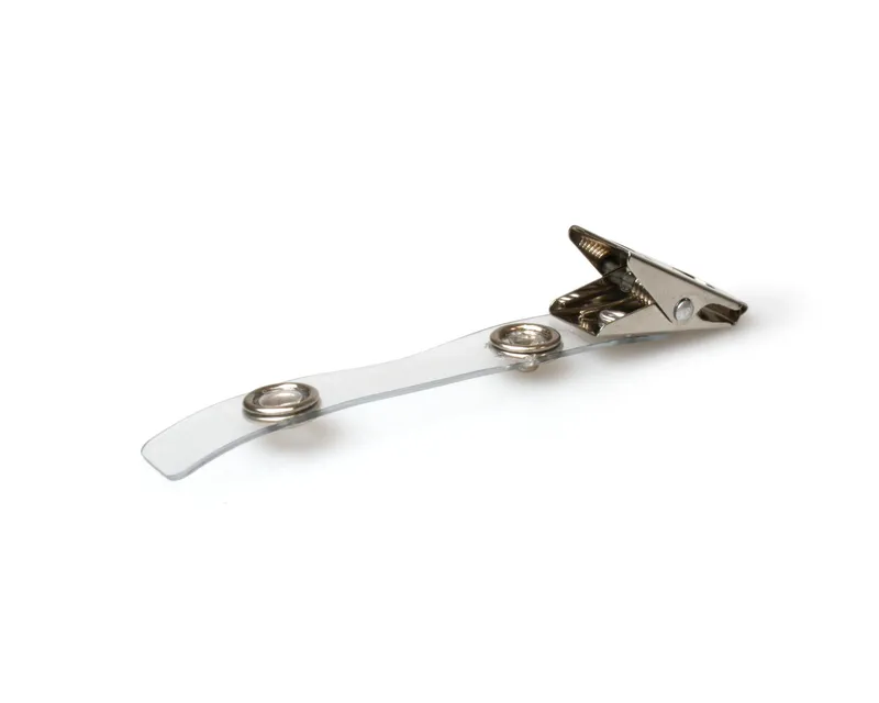 Digital ID Crocodile Clip with Metal Popper & 70mm Clear Strap (Pa
