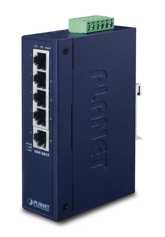 PLANET ISW-501T network switch Unmanaged L2 Fast Ethernet (10/100) Blu
