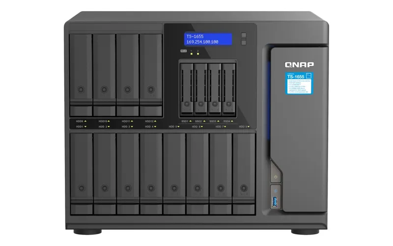 QNAP TS-1655 NAS Tower Intel Atom® C5125 8 GB DDR4 0 TB QNAP Turbo System Black
