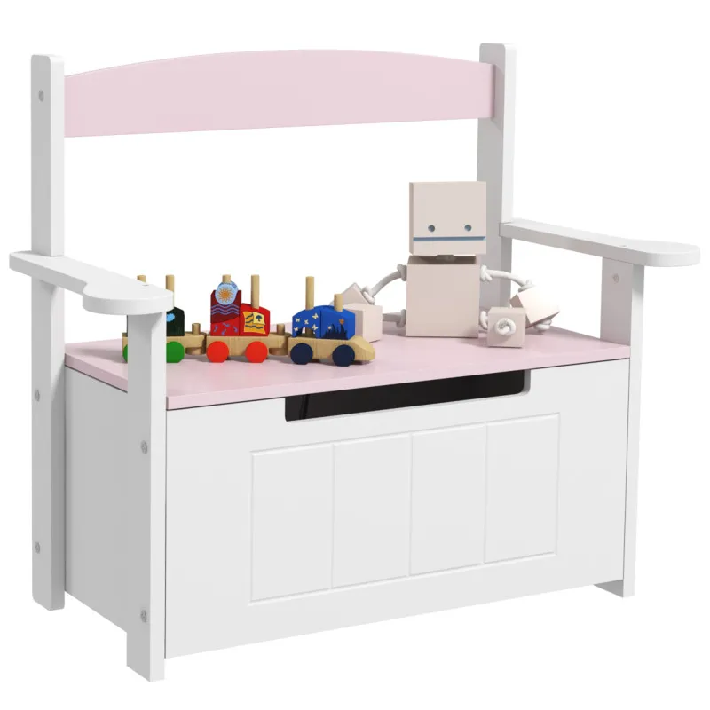 Aiyaplay 2-in-1 Toy Box & Chair With Safety Gas Strut - Pink