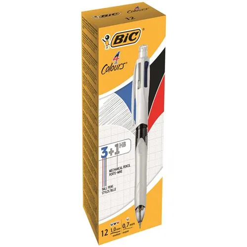 BIC 4Colours Black, Blue, Green, Red Clip-on retractable ballpoint pen 12 pc(s)