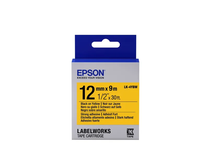 Epson C53S654014/LK-4YBW Ribbon black on yellow extra adhesive 12mm x