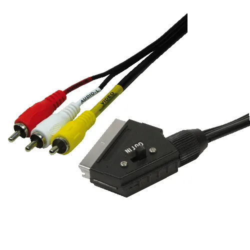 LogiLink Scart - RCA. 2m SCART (21-pin) 3 x RCA Black