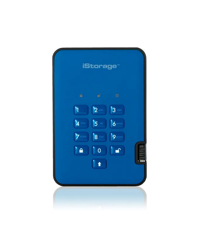 iStorage diskAshur² SSD 8TB Blue | Secure Portable Solid State Drive |