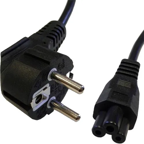 Cablenet 2m Right Angle Schuko - IEC C5 Cloverleaf Black PVC 0.75mm Po