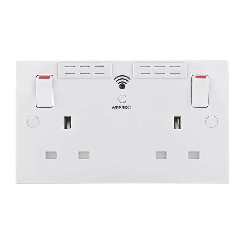 BG Electrical Square Edge 13A 2 Gang Switched Socket with Wi-Fi Extend