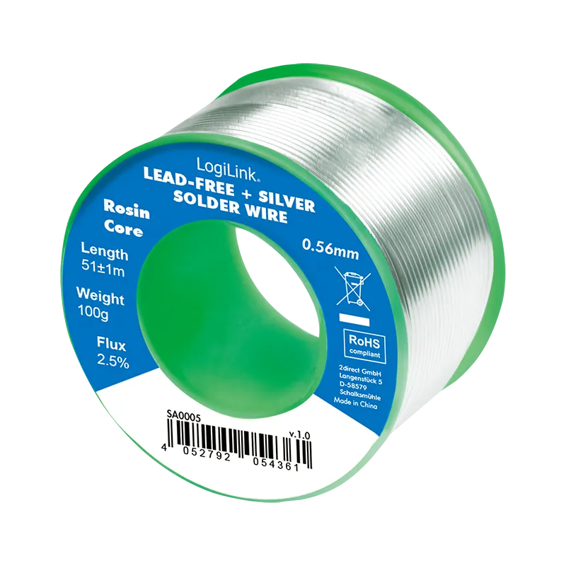 LogiLink Soldering wire. lead free+ silver. 0.56mm 100g