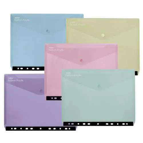 Snopake GRS Reborn Polyfile RingBinder Wallet A4 Pastel Asstd- 5 Files