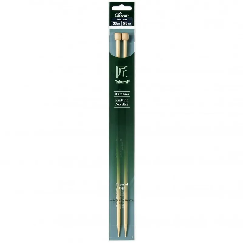 Clover | Bamboo Single Pointed Knitting Needles | Takumi - 33cm / 5.50mm