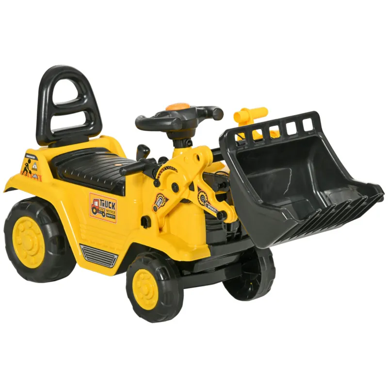 Homcom Ride-on Bulldozer Toy With Storage Cart - Toddler Construction Truck