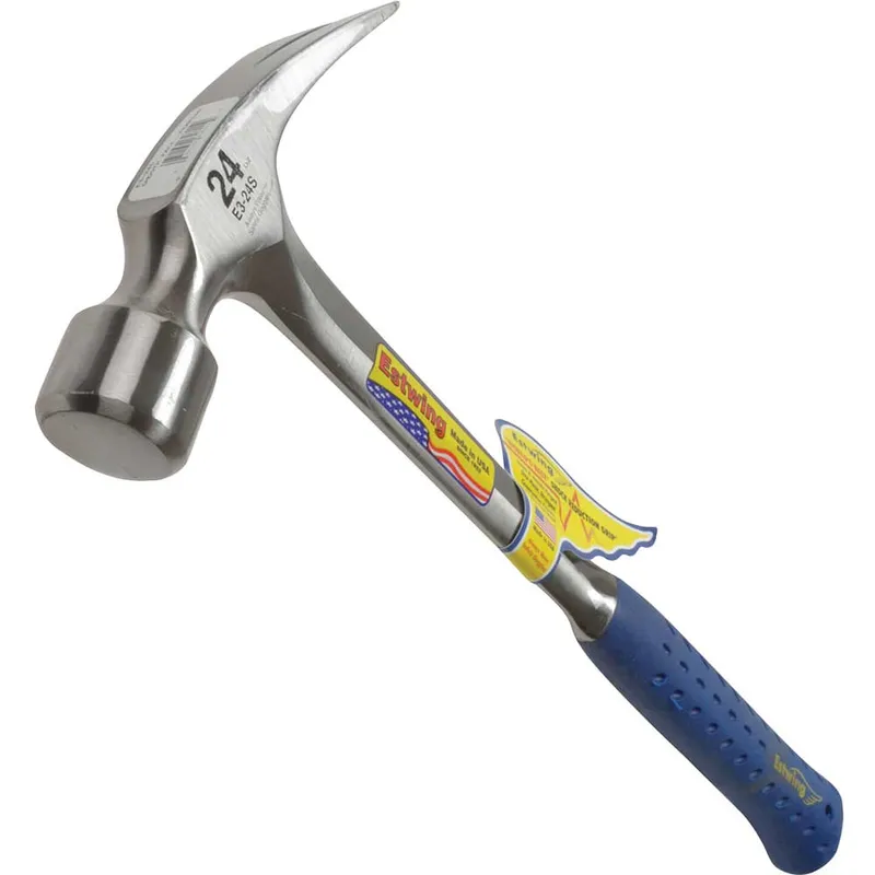 Estwing Straight Claw Hammer - One Piece Steel Blue Vinyl Handle - Vinyl (Blue) / Smooth / 24oz