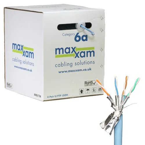 Cablenet Cat6a Ice Blue F/FTP LSOH 23AWG Solid CPR B2ca Cable 305m Reel in Box