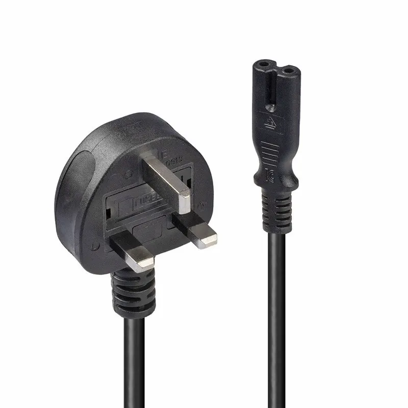 Lindy 1m UK 3 Pin Plug To IEC C7 Mains Power Cable Black